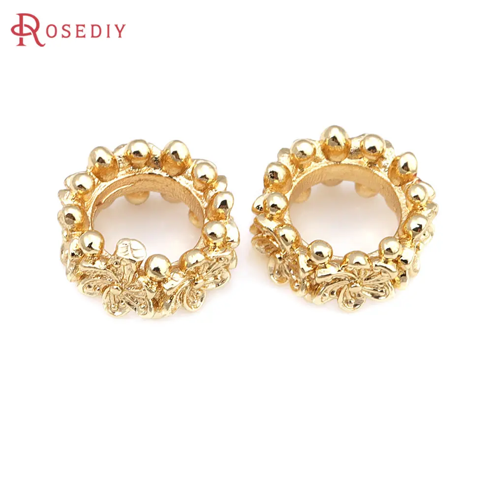 6MM 8MM 10MM 18K Gold Color Brass Flower Large Hole Beads Spacer Beads Bracelet Beads High Quality Diy Jewelry Making Necklace