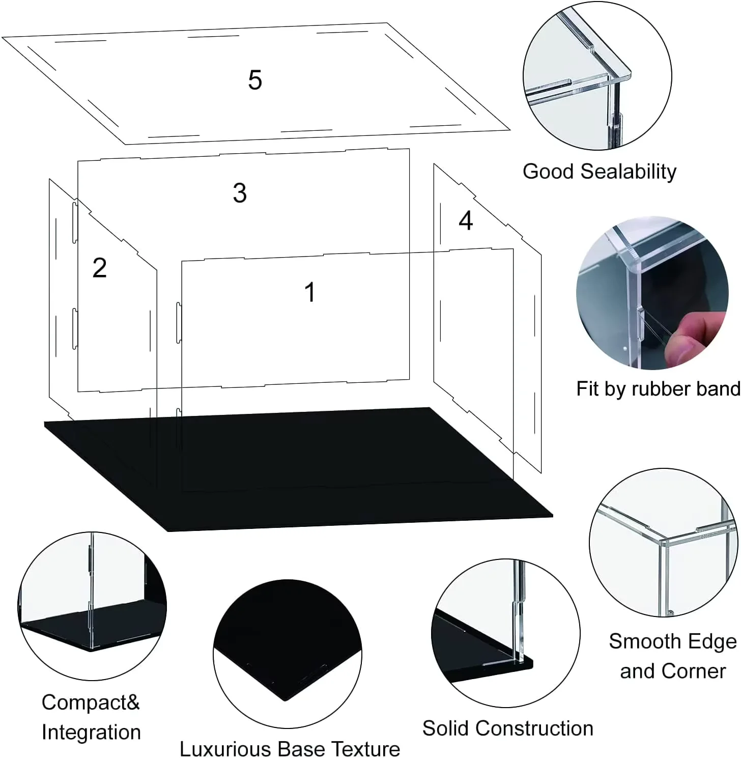 Acrylic Collectibles Display Box Clear Assemble Display Case for Figures Dustproof Storage Organizer for Car,Toy,Doll Showcase