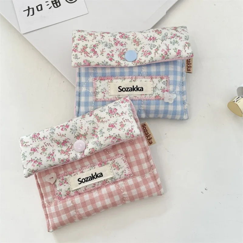 

Portable Mini Student Kpop Photocard Holder Beauty Aesthetic Floral Sanitary Napkin Storage Bag Fashion ID Bus Card Coin Wallet