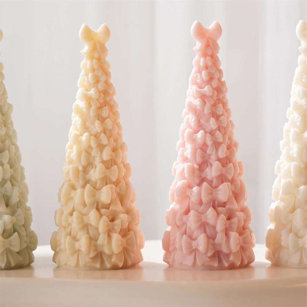 

Bow Tree Silicone Mold Bowknot Candle Mold for Soy Wax Christmas Ornament Effortless Holiday Charm