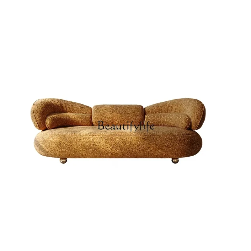 

Italian minimalist fabric sofa high-end living room household curved light luxury straight row cream wind