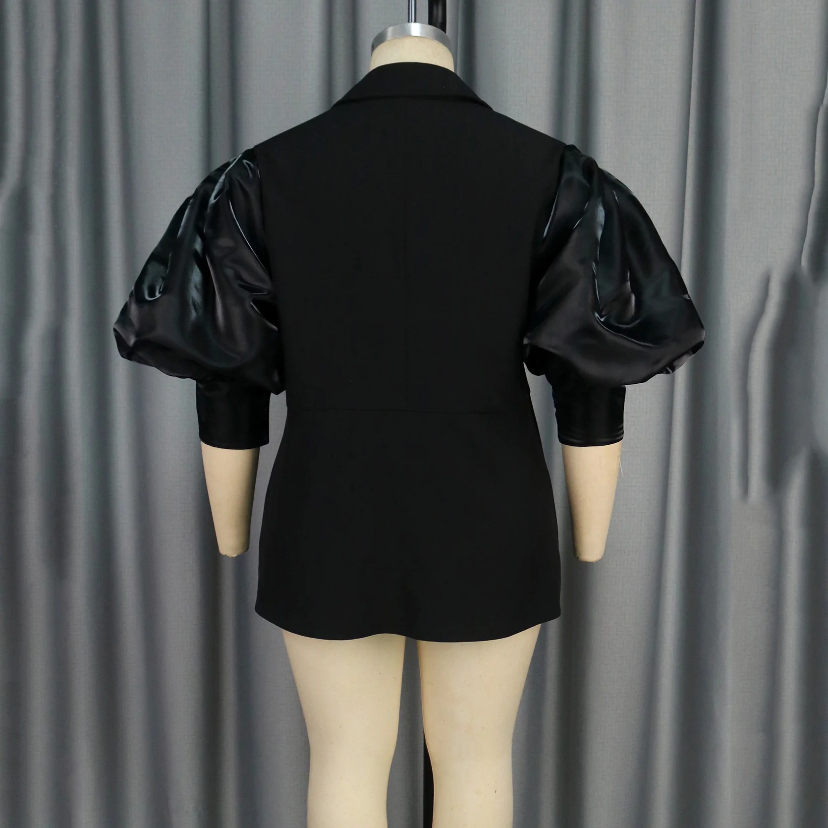 Elegant Black Blazer Jackets for Woman 2025 New Notched Collar Lantern Sleeve Single Button Fashion Luxury Birthday Party Blazer