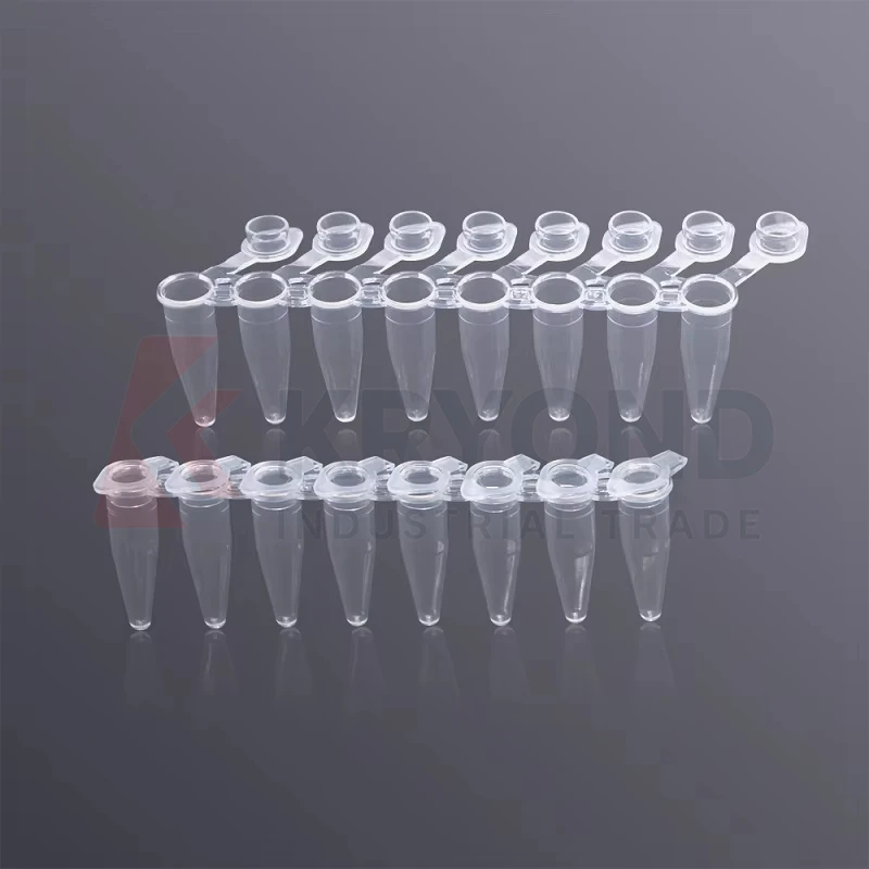 Enhanced 0.2mL PCR Tubes & Strips Eight Row Flat Cover Connected Lid 120 Rows/Carton PST-0208-AFT-CB