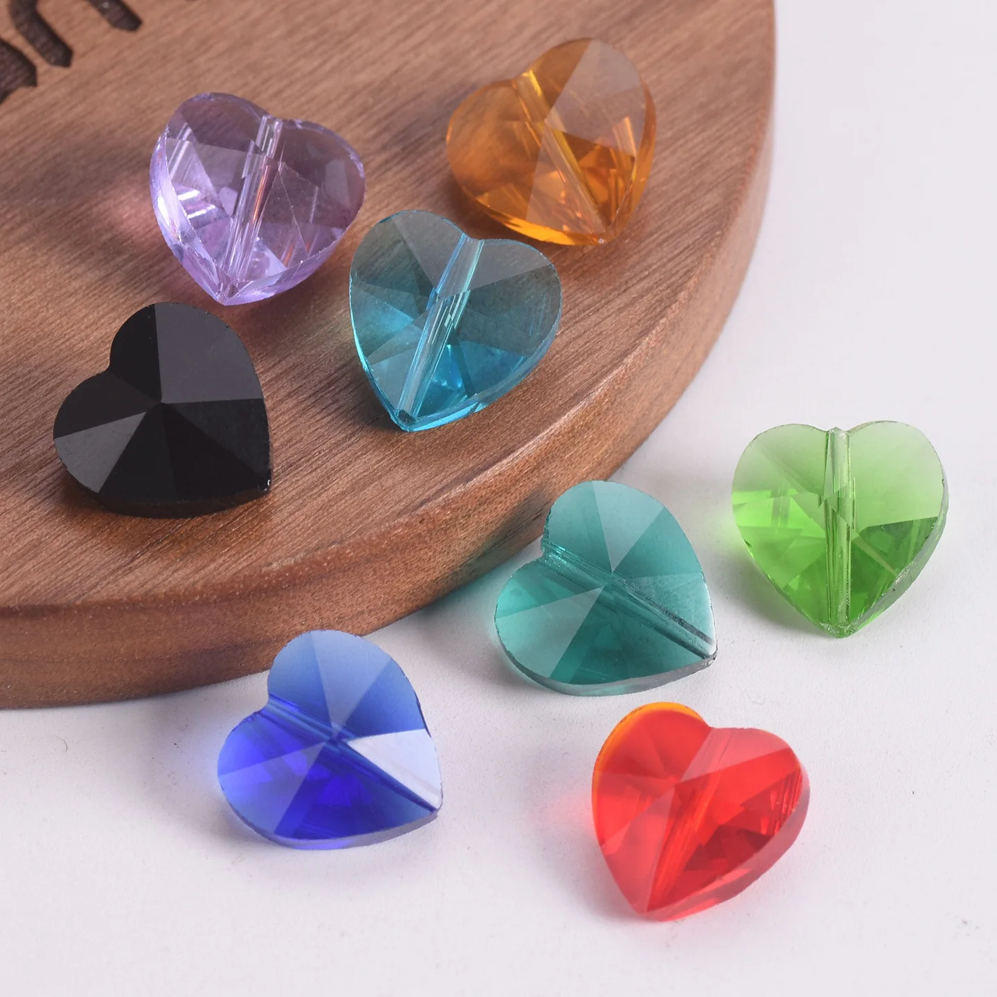10 stücke 14mm Herz Form Facettierte Kristall Glas Lose Handwerk Perlen für Schmuck, Die DIY Handwerk