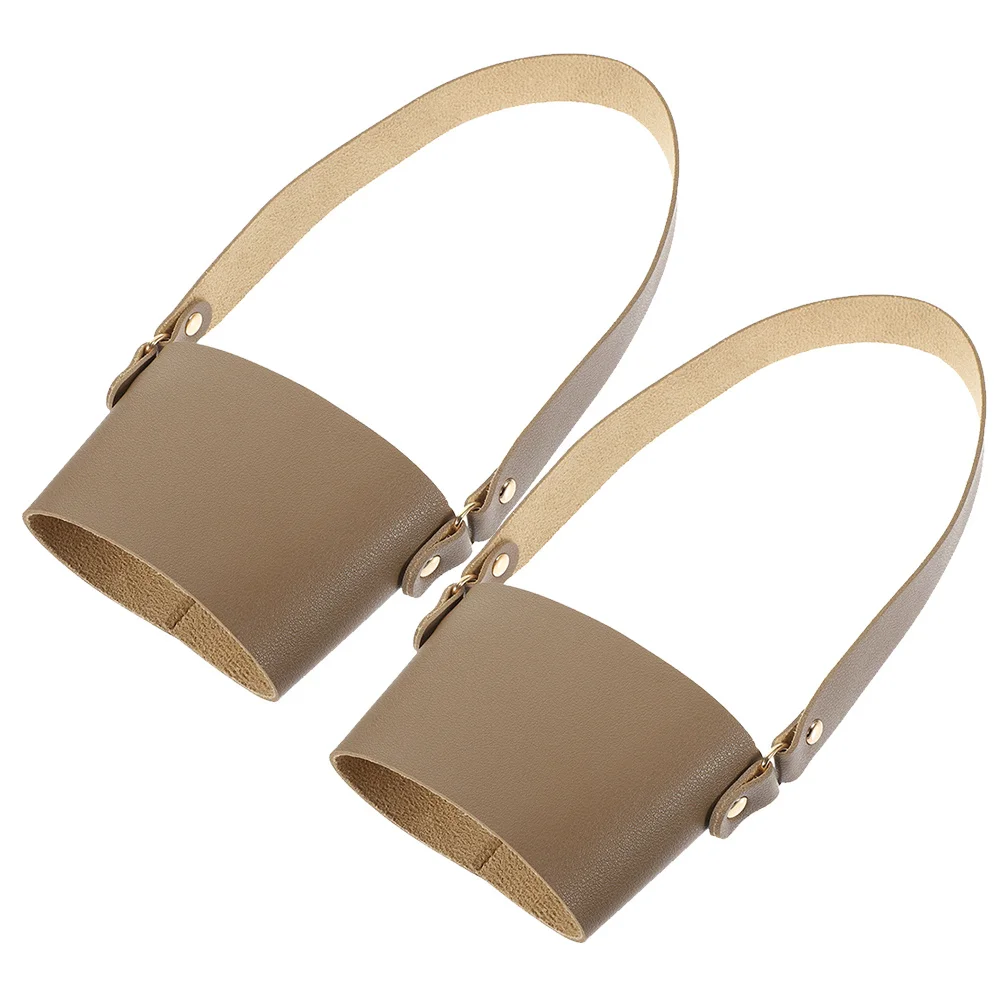 

2Pcs Water Bottle Carrier Strap Coffee Cup Sleeves PU Durable Portable Handheld Drink Holder Outdoor Water Bottle Sling