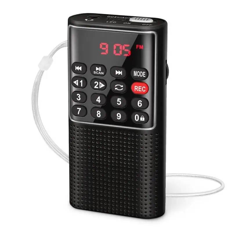 Mini Pocket Radio Rechargeable Battery Long Standby Handheld MP3 Walkman FM Radios Built-in Speaker Recorder For Outdoor Cycling