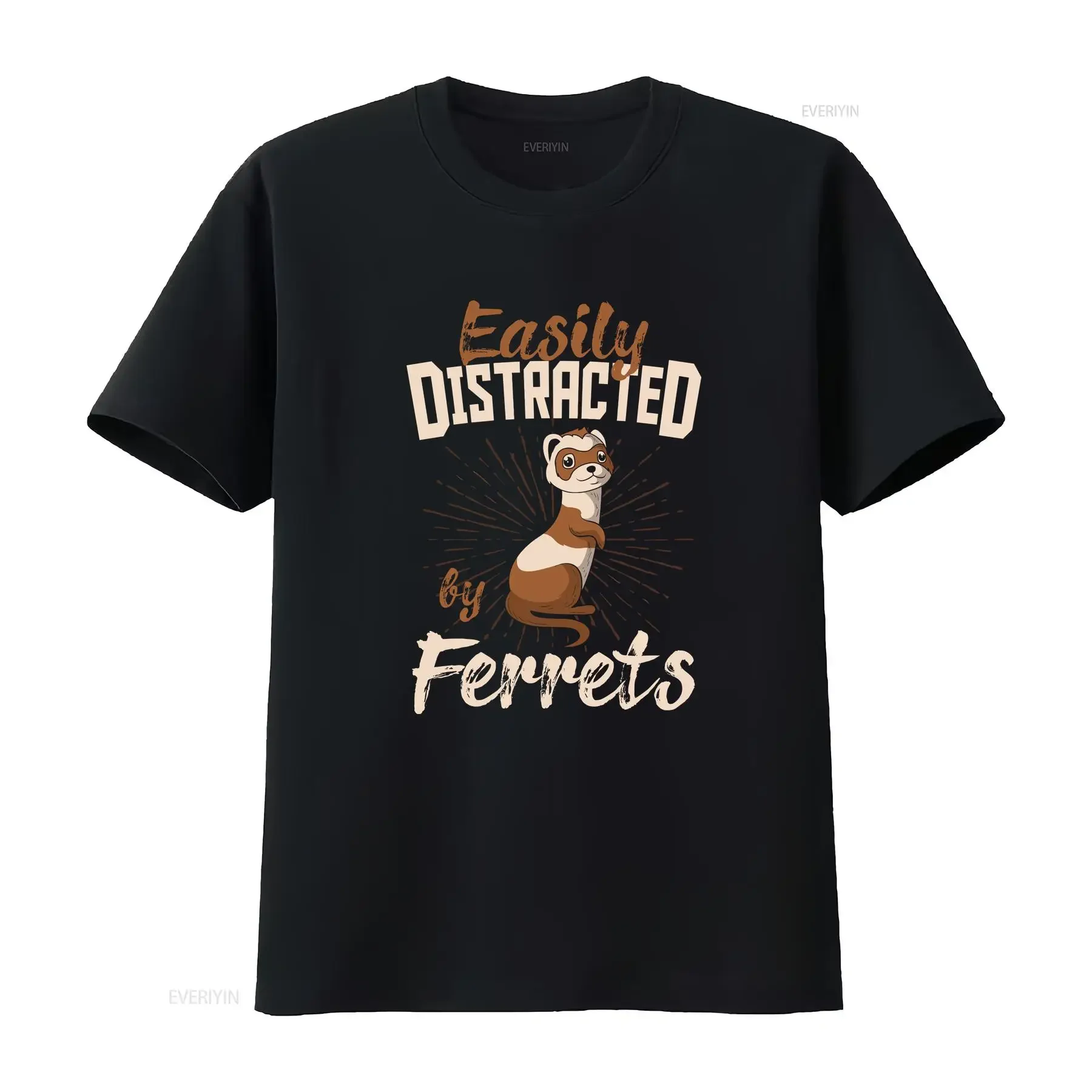 Camiseta fácilmente distraída por hurones, bonito diseño de hurón, propietario Mustelidae para amante, Mustela Furo Pet, vintage lavado