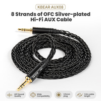KBEAR AUX08 2 pin iem cable 3.5MM to 3.5MM 8 strands OFC Silver-Plated Cable 1.2M Android/iOS/Windows/Mac/Linux Earphone cable