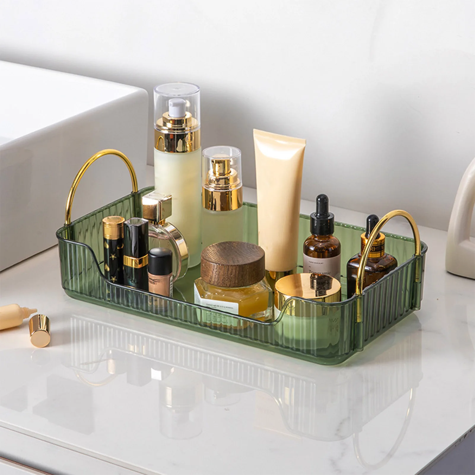 Bathroom Organizer Rack Light Luxury Acrylic Storage Holder For Jewelry Cosmetic Makeup Skincare Hair Accessory Home Storage Box