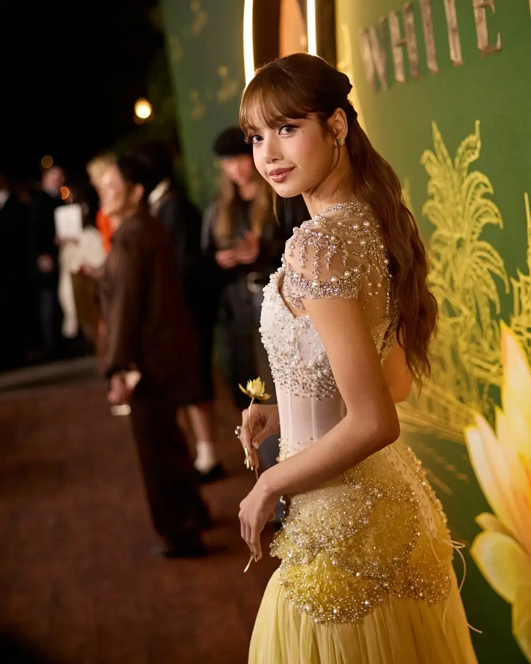 Customized Elegant Yellow  Women Beaded Square Neck Formal Evening Prom Gown Chiffon  Wedding Guest Dresses Floor Length Train - view 6