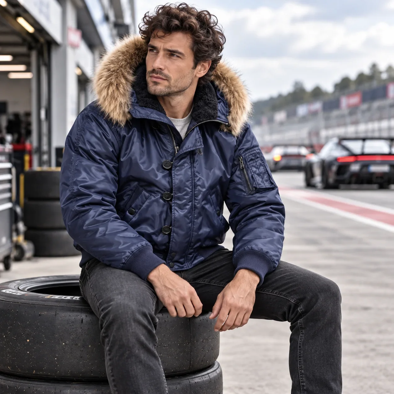 Men's Winter Bomber Parka Jacket, Faux Fur Hood Fleece Lined Thick Warm Windproof Retro Military Style Short Coat for Men