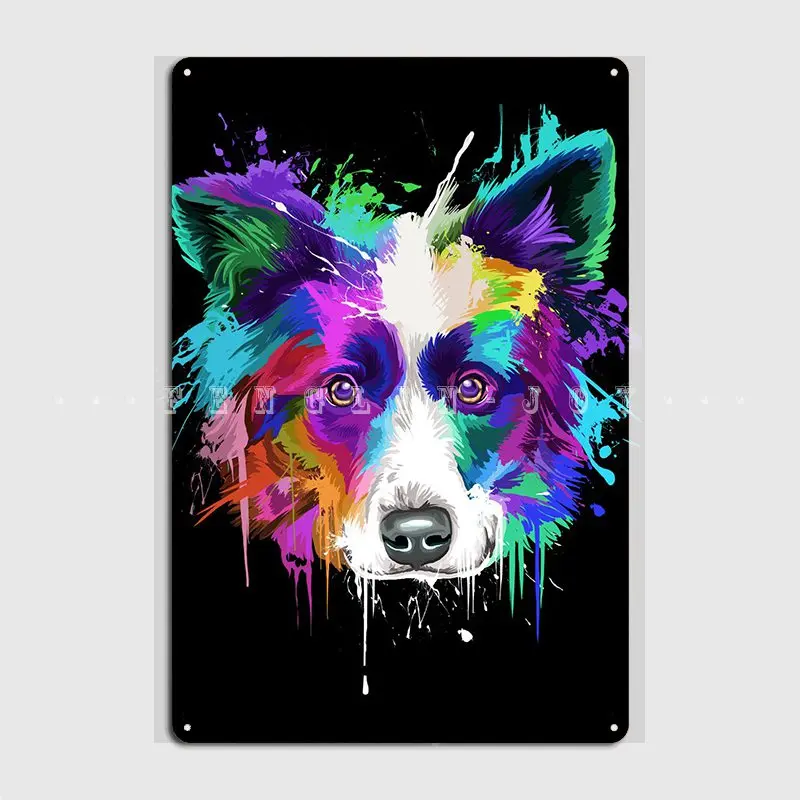 Border Collie Splash Metal Plaque Poster Club Bar Classic Wall Plaque Cinema Living Room Tin Sign Posters