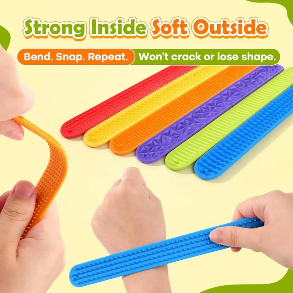 6pcs Hands Clap Circle Silicone Slap Bracelets Wearable Design Patted Bracelets Sensory Textured Wristbands Colorful Surface