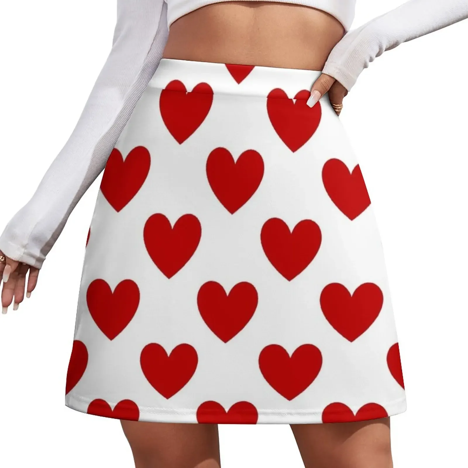 Red Hearts Mini Skirt Woman skirts skirts for womens japanese kawaii clothes