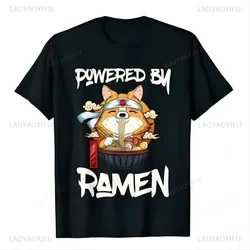 Kawaii Japan Ramen Cat Print Tshirt Animated Cat Love Round Cut Cotton Tshirt Harajuku Men Women Summer Streetwear O-neck Tops