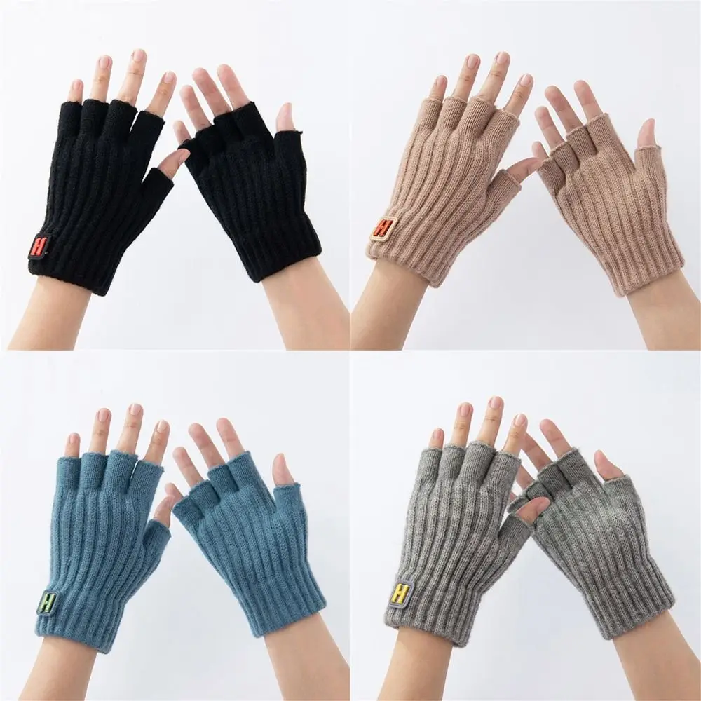 

Knitted Fingerless Gloves Fashion Warm Thick Driving Gloves Elastic Cold Proof Short Mittens Writting Office