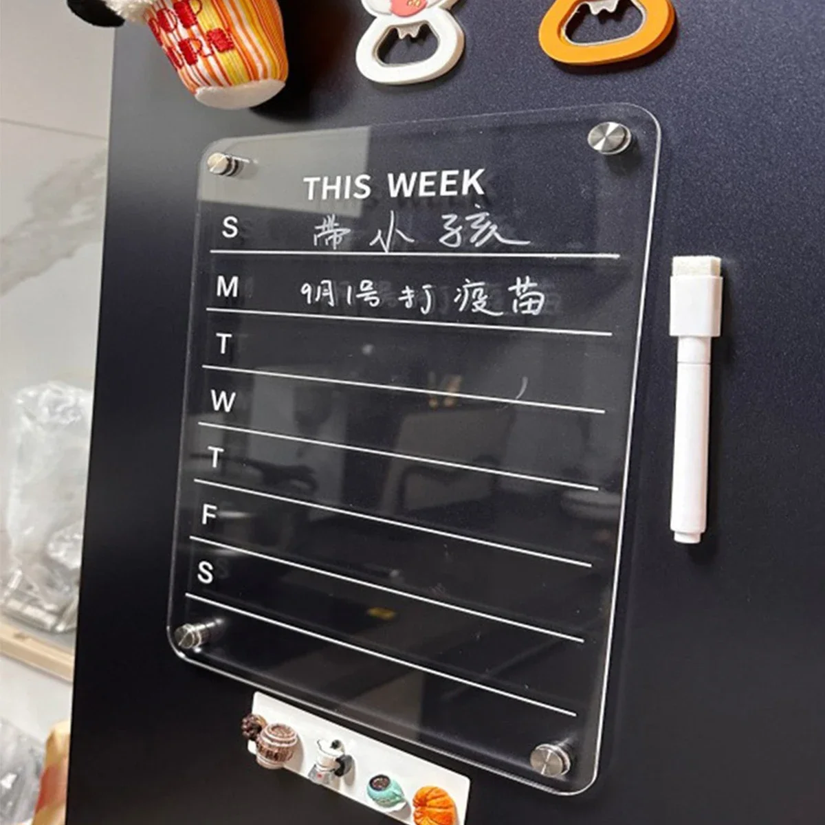 Magnetic Transparent Acrylic Message Board Reusable Weekly Monthly Planner Office Organization School Supplies for Home Business