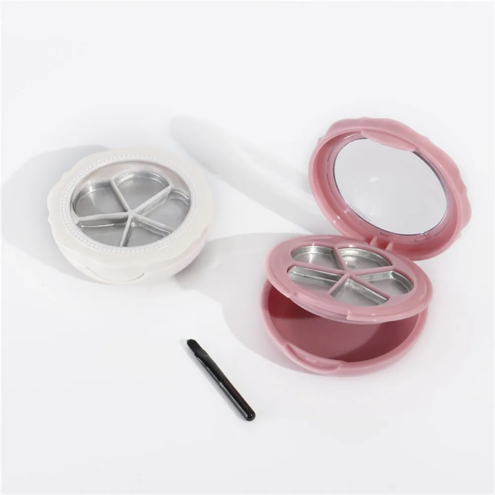 Portable with Mirror Empty Eyeshadow Case Flower Shape Clear Lid Lipstick Box Refillable Empty Lipstick Plate Box Outdoor