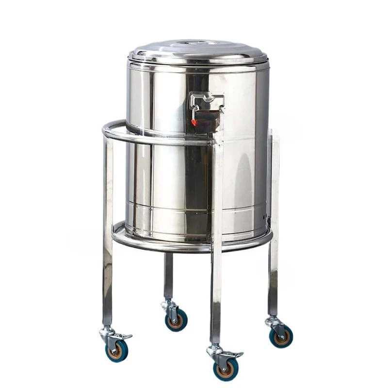 Milk tea bucket rack with pulley cart bracket Commercial canteen Restaurant boiling water bucket insulation bucket rack