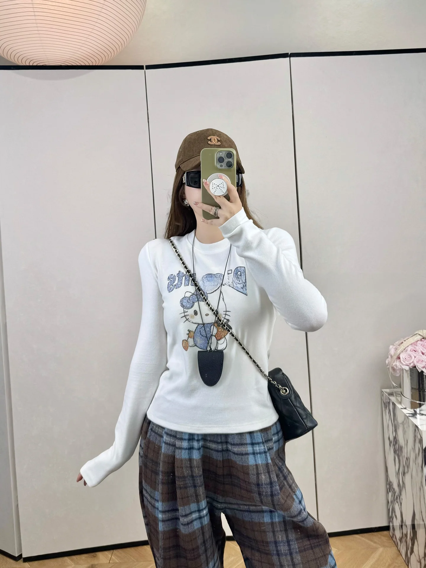 

JONIbyBEB Premium Soft Fce Long Sve T-irt Winter ential Faionable Kit Print Comfortable Breathable Cotton Top