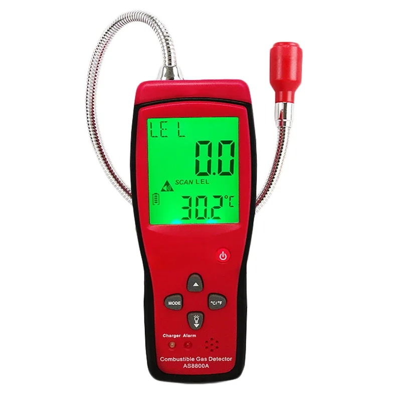 Gas Analyzer Combustible Gas Detector Flammable Natural Gas Leak Location Determine Meter Tester With Sound Light Alarm AS8800A