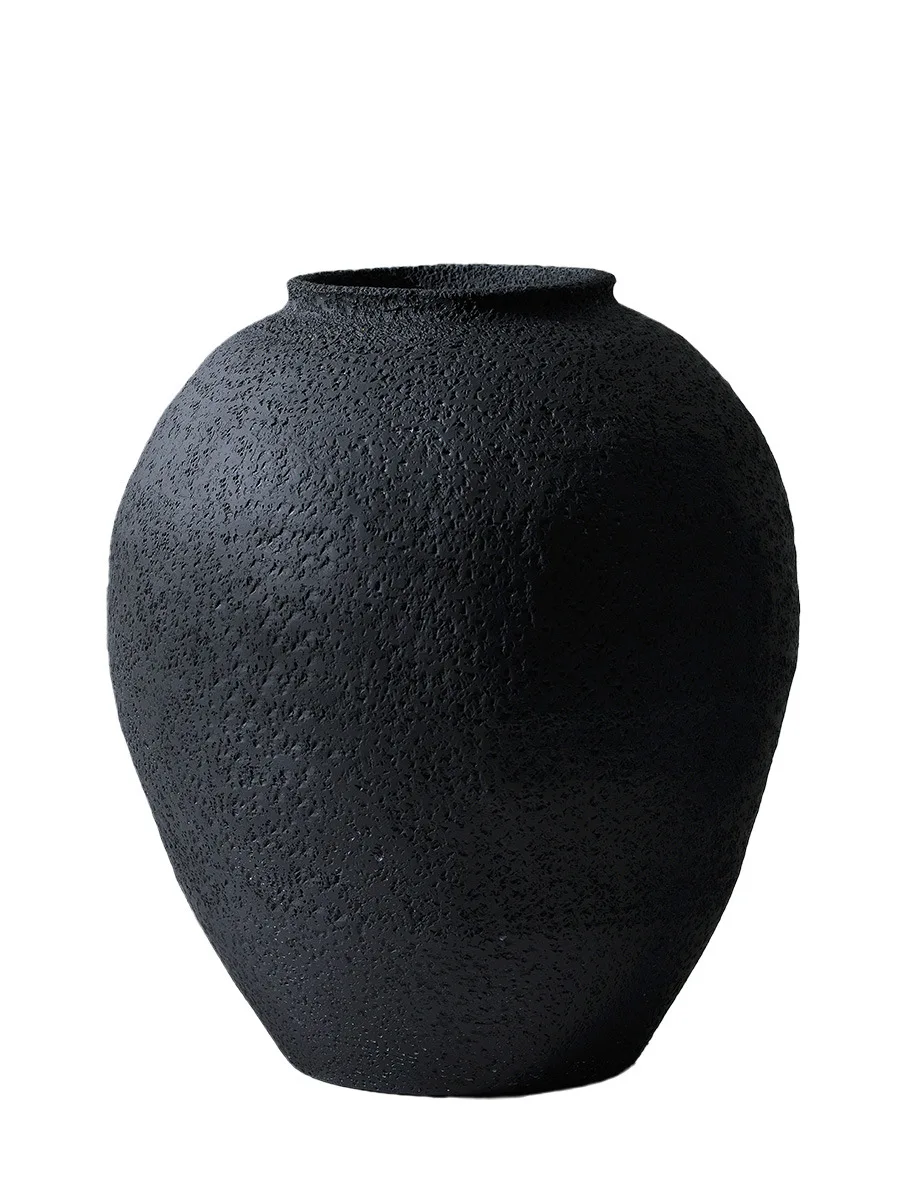 

Китайский ретро дзен черный грубый керамический горшок ваза гостиная цветочная композиция керамический орнамент модель отеля украшение комнаты