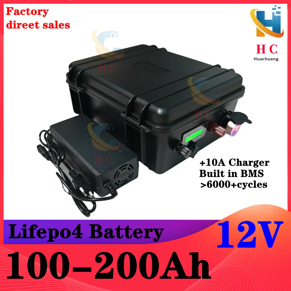 

LiFepo4 Battery 12V 100Ah 120Ah 150Ah 180Ah 200Ah with Bluetooth for Trolling Motor Fishing Inflatable Boat camping EV