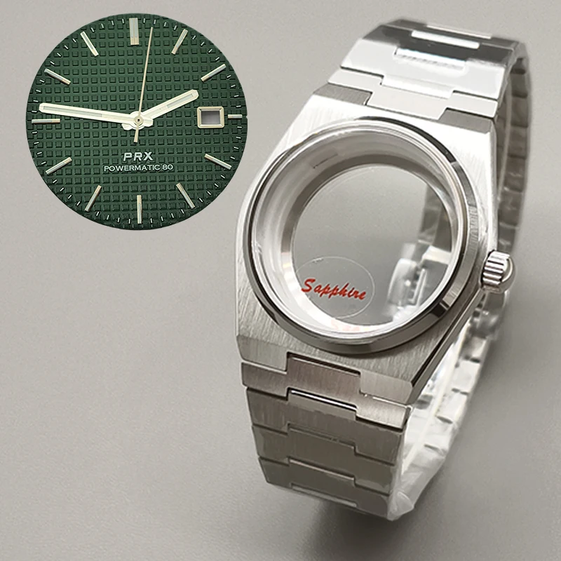 40mm Silver PRX Super Player Watch Case Sapphire Glass Fit For NH35 NH36 NH38 4R Movement Multi-Color Dial Hands Parts Refit
