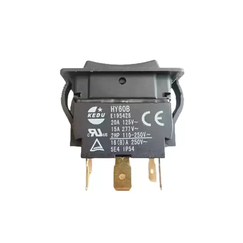 KEDU HY60B 6‑Pin DPDT Rocker Switch ON‑OFF‑ON Latching 16A 250V IP54, Motor Reversing Switch