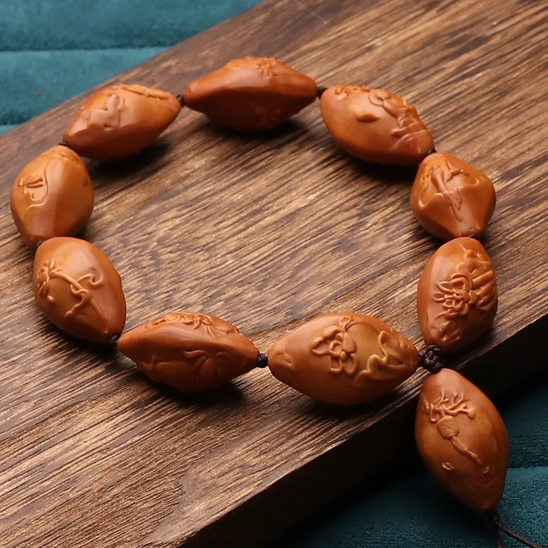 Nut Carved Bracelet Embossed Buddha Large Seeds Crystal Core Group Fairy Will Natural Olive Hu Hand-Held