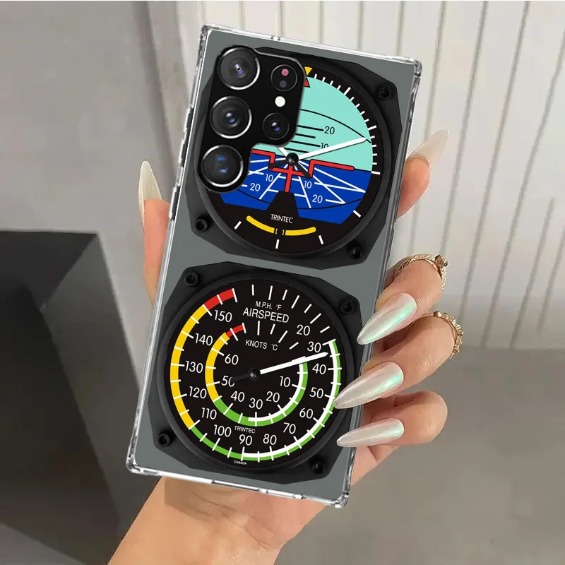 Aviation Aeroplane Helicopter Cockpit Instrument Phone Case for Samsung Galaxy S25 S24 S23 Ultra S22 S21 Plus S20 FE S10 + S10E
