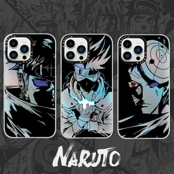 New Laser Bling Metal Button Naruto Anime Cases for iphone 14 13 12 pro max 13pro 14pro Kakashi Obito Pain Phonecase Gift