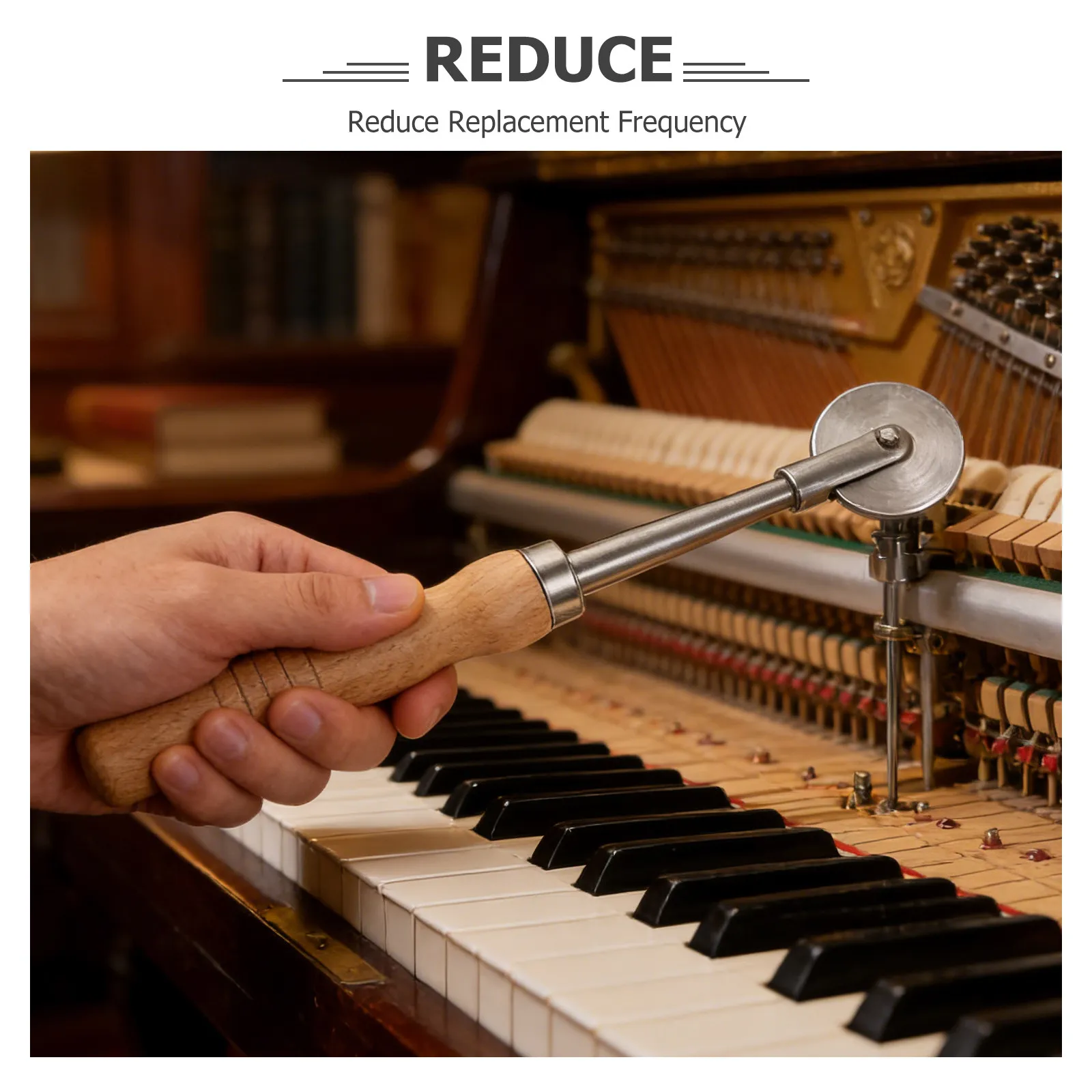 Piano String Stretcher Pressing Rolling Wheel Professional Tuning Tool Non-Slip Wooden Handle Precision Metal Roller Piano
