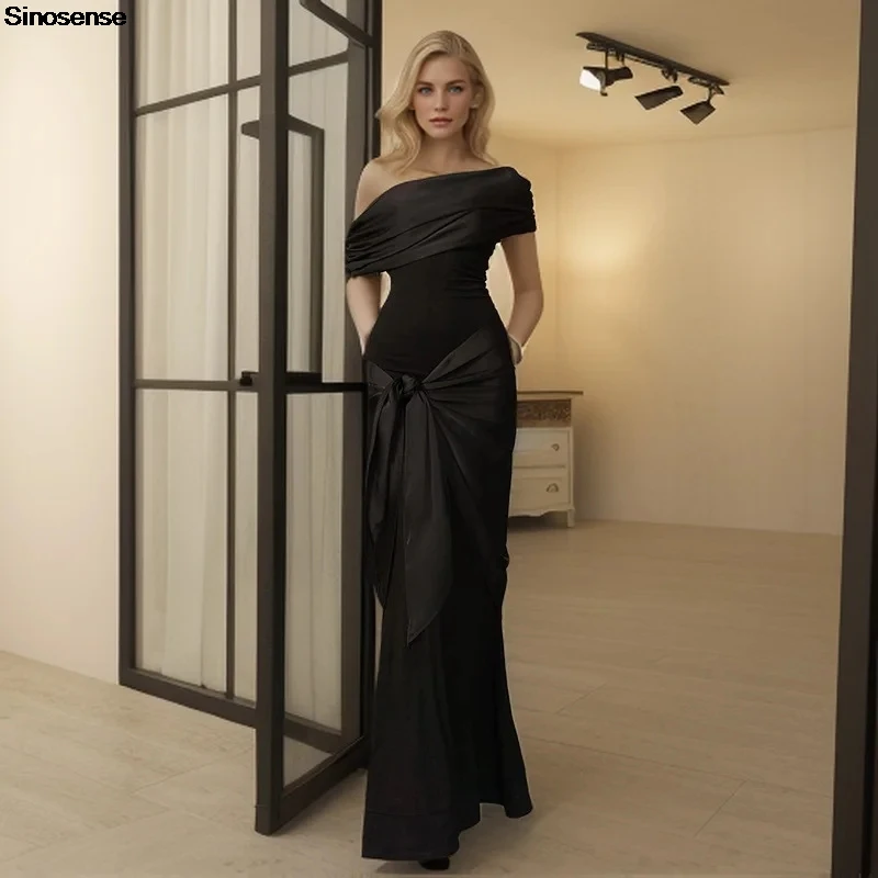 Women's Sexy One Shoulder Elegant Cocktail Wedding Party Maxi Dress Solid Color Black Red Bodycon Long Evening Formal Dress