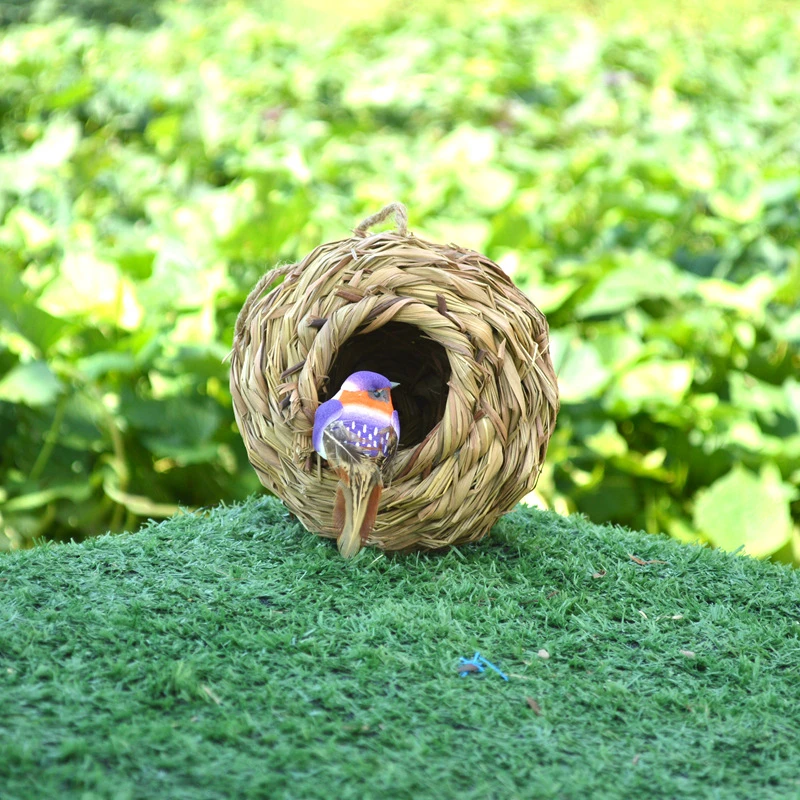 Bird's Nest Grass Weaving Spherical Round Mouth Bird's Cage Outdoor Garden Courtyard Decoration Pendant Simulation Bird Nests