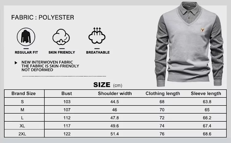 US-Größe Herren Polokragen Pullover Herbst Winter Pullover Gestreifte Freizeithemden Pullover Neu Jersey Strickwaren – Detail 1