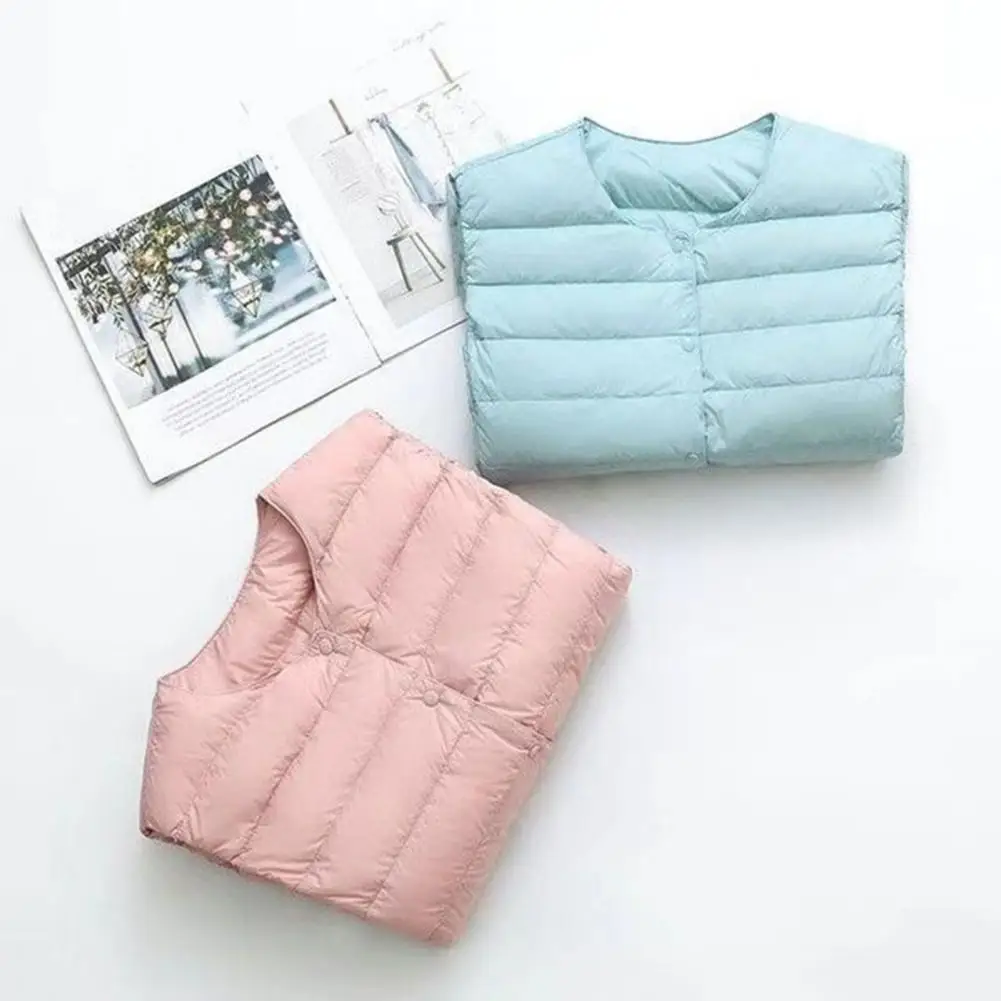 Breathable Women Coat Women's Winter Cotton Coat Plus Size Padded Windproof Waistcoat with Round Neck Stylish for Cold