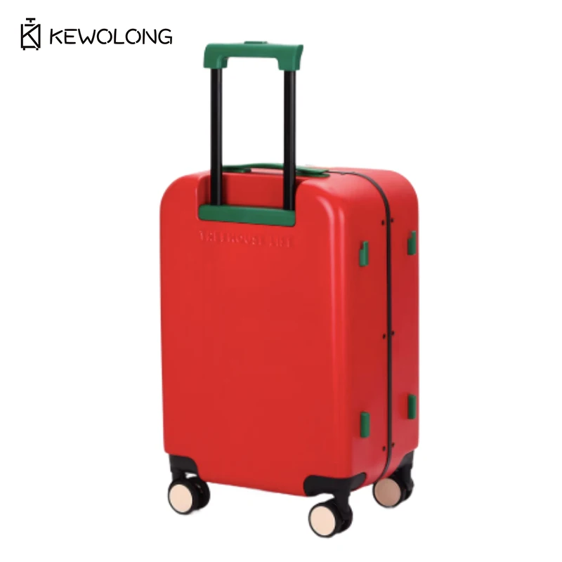 Cartoon Apple Print Suitcase, 20 Inch Cute Front Opening Carry On Luggage with Aluminum Frame & TSA Lock, Lightweight Suitcase