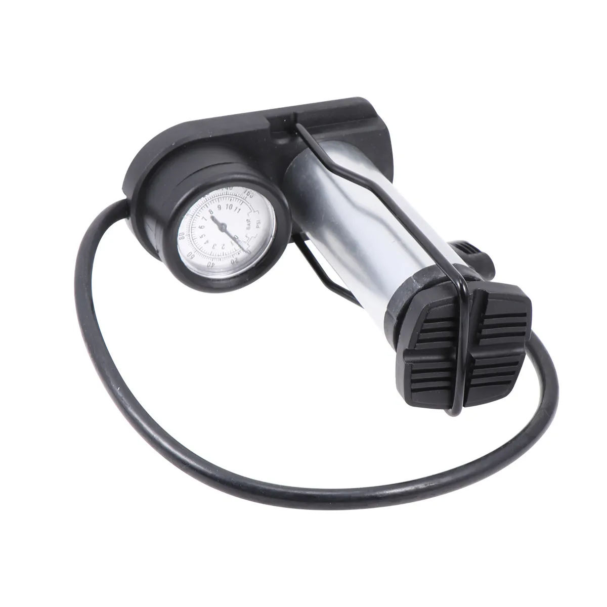 

Mini Portable Aluminum Alloy Floor Pump High-Pressure Foot Activated Tire Inflator for Bikes E-Bikes Motorcycles with Dual