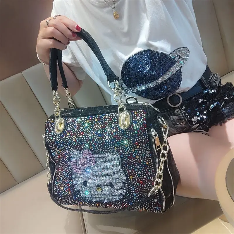 

Sanrio Hello Kitty сумка с милыми бриллиантами, повседневная женская сумка-тоут большой вместимости, большая вместительная рождественские подарки