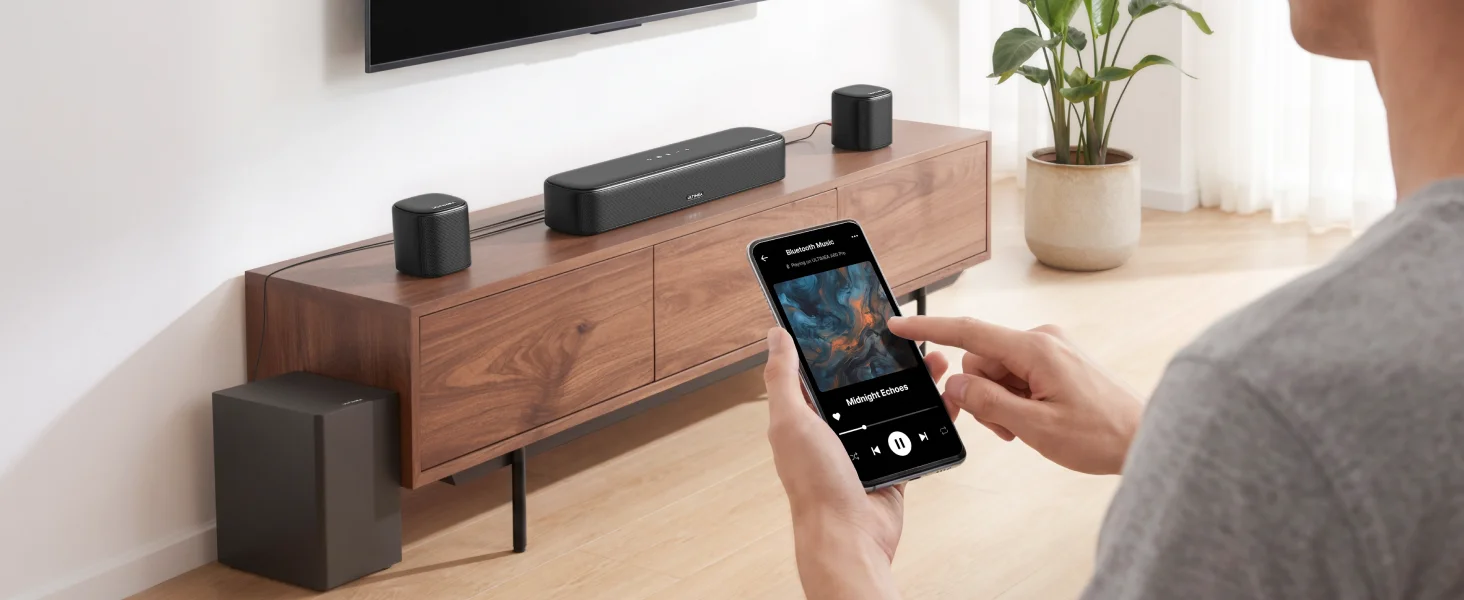 7.1-Channel Dolby Atmos Surround Sound System for TV with 4 Surround Speakers and Home Theater Subwoofer, 420W Peak Power, HDMI eARC, Voice Control, Bass Boost, App Control, 2026 Model