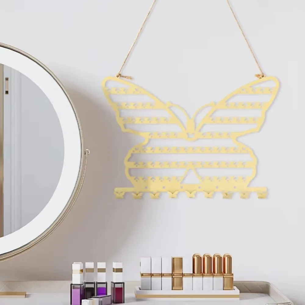 Wall Mounted Butterfly Jewelry Rack Space Saving Decorative Necklace Holder With Hooks creative Jewelry Organizer Daily Use