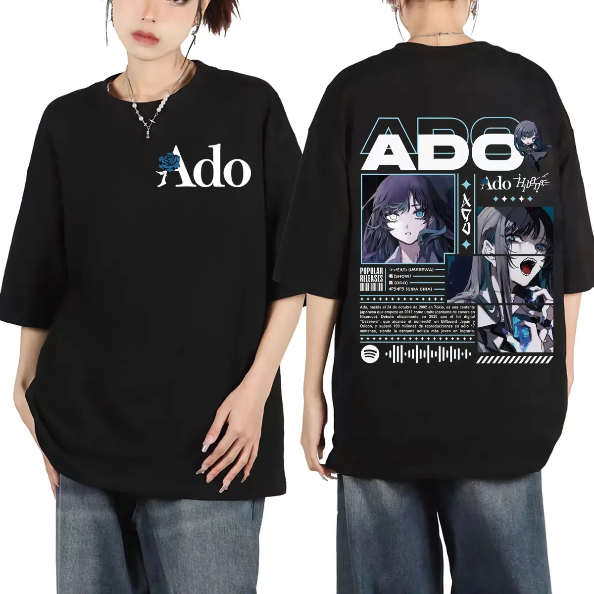 

Singer Ado Hibana World Tour 2025 Graphic T Shirts Fashion Vintage Short Sleeve T-shirts Men Women Casual Loose Cotton T-shirt