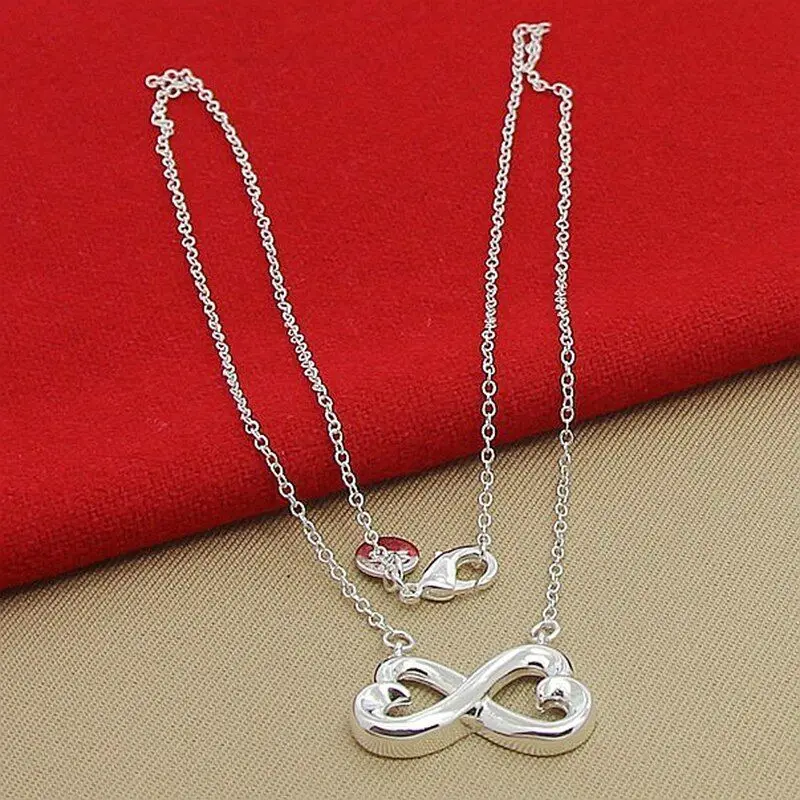 

Love's Embrace 925 Sterling Silver Double Heart Pendant Necklace Chain Gift