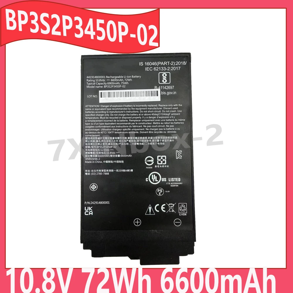 BP3S2P3450P-02 BP3S2P3450P 10.8V 72Wh 6600mAh Laptop Battery For GETAC 441914800001 242914800001 S410 G4 series