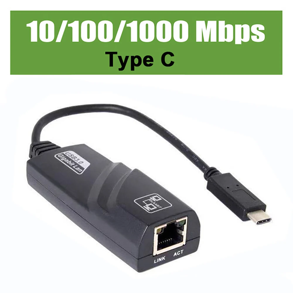 10/100/1000Mbps Wired USB 3.0 TypeC USB To Rj45 Lan Ethernet Adapter RTL8153 Network Card for PC Macbook Windows Laptop