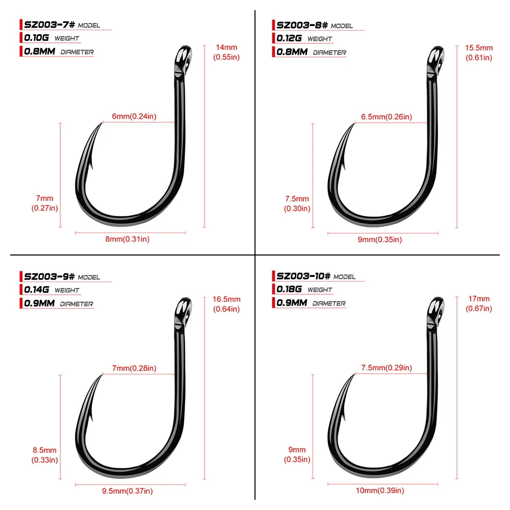 20pcs Carp Fishing Hook Black Color Barbed Circle Hooks Fly Fishing Sharp Hooks Carbon Steel Sea Tackle Accessories Worm Hooks