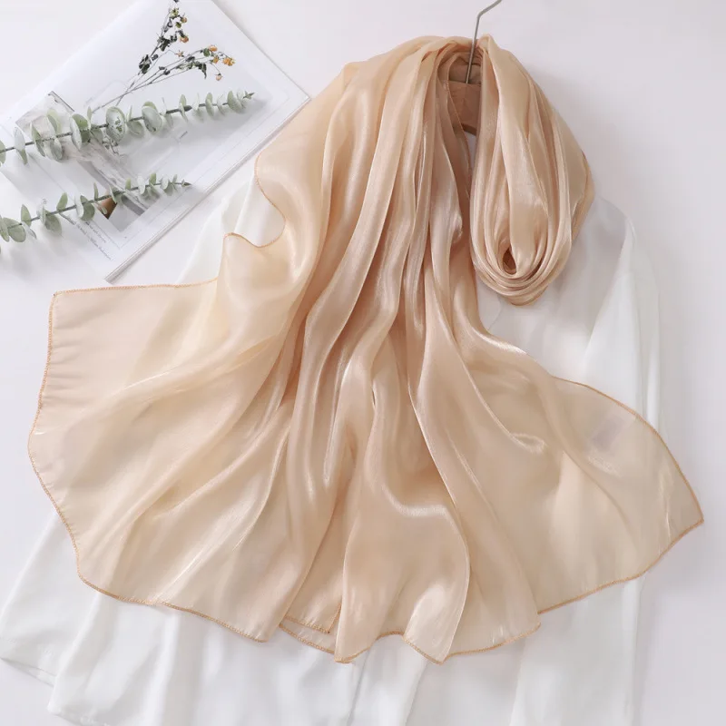 

70*200 см новый женский глянцевый шелковый шарф из органзы, простой мусульманский модный шарф-хиджаб, летние женские банданы, платок из пашмины