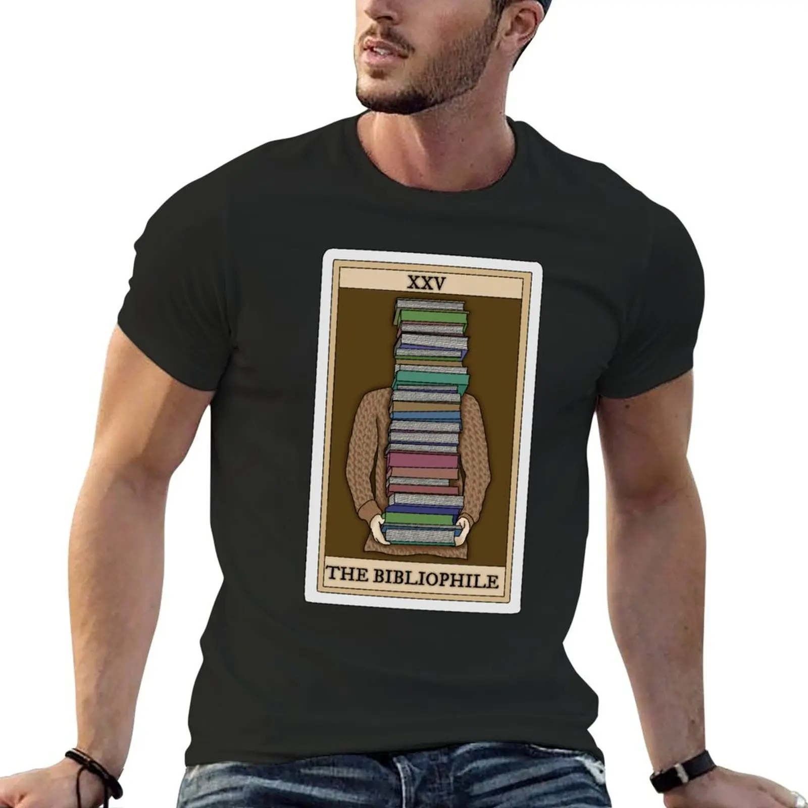 The Bibliophile (bookish tarot card collection) T-Shirt customizeds anime stuff clothing for men