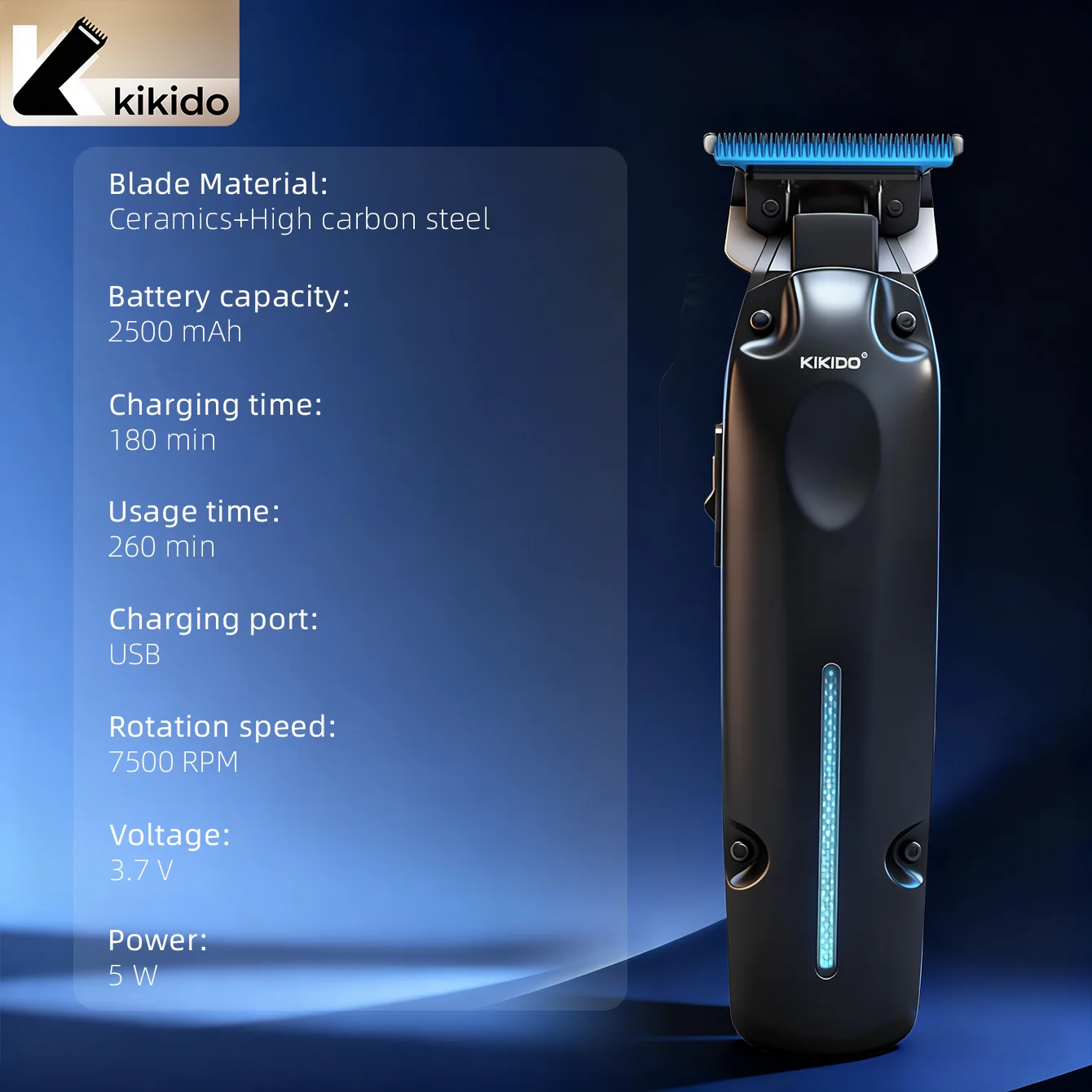 KIKIDO مهنة الشعر المتقلب الكهربائية أداة تهذيب اللحية للرجال مقص الشعر آلة قص الشعر أدوات للعناية الشخصية #6